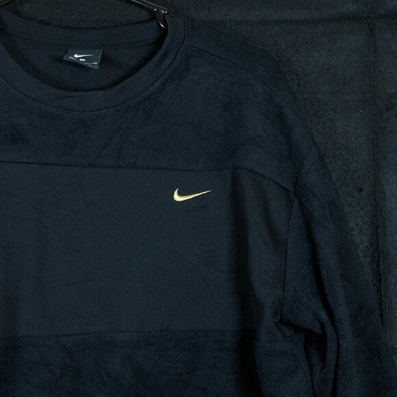 Nike Womens Sweatshirt Black Gold Icon Clash Therma Fleece Crew Stretch Small - Picture 5 of 12